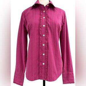 Lilly Pulitzer - Pink/White Long Sleeve Fitted Button Down Shirt | Size 6